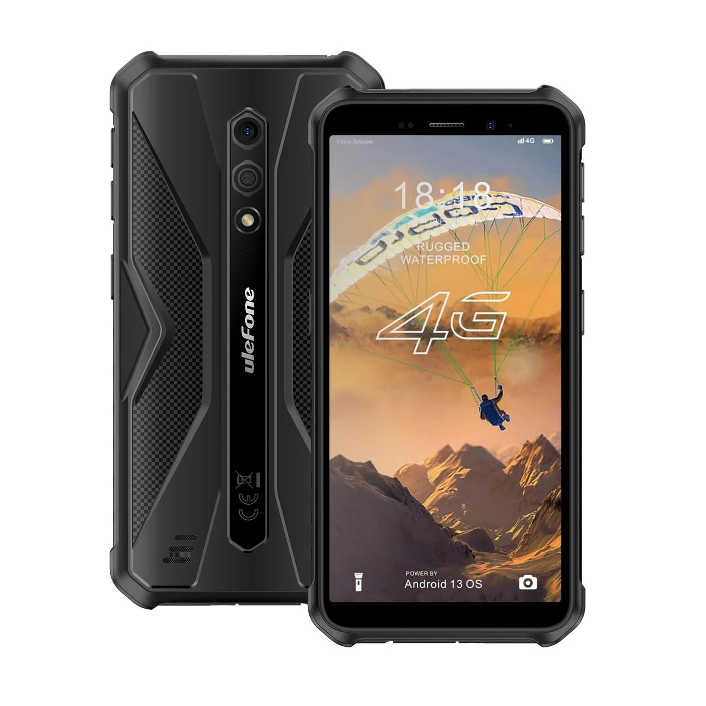 Ulefone Armor X12 Rugged Phone Android 13, Up to 6GB RAM 32GB ROM, 256GB Expandable, 13MP Waterproof Camera, 4G Smartphone, Three Card Slots, NFC, 5.45 inch Screen, 4860mAh, UK Version, Green