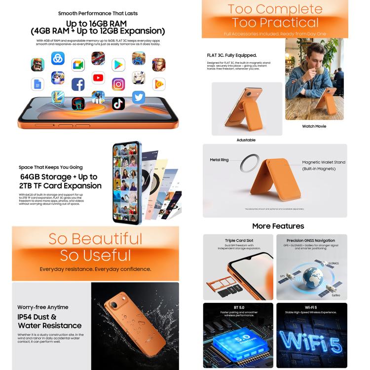 Blackview Oscal FLAT 3C 4GB + 64GB 6.56-inch Android 16 4G Smartphone