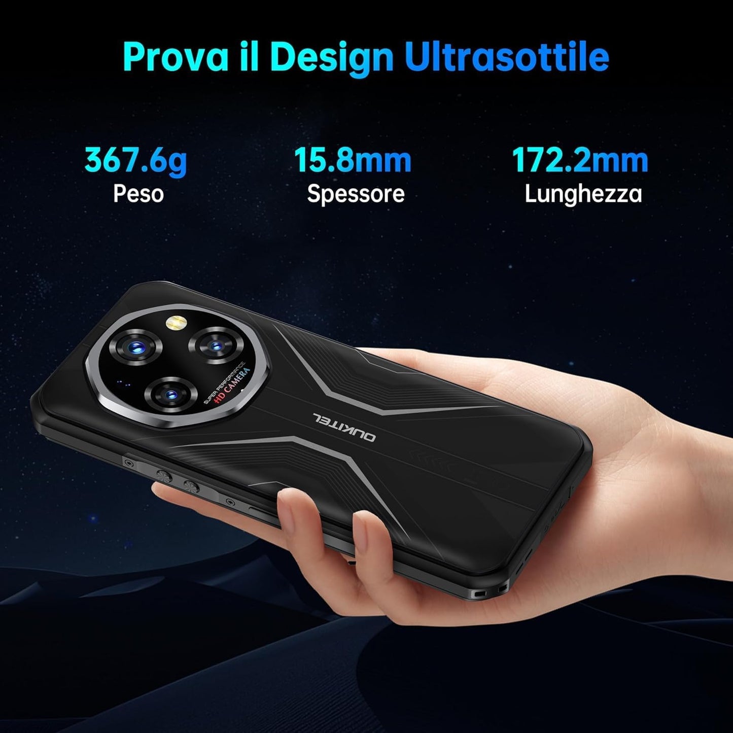 OUKITEL WP55 Smartphone 5G Rugged, Android 15, 256GB+36GB RAM, 6.6" FHD+ 120Hz Screen, 108MP Camera, 11000mAh Battery, IP68/IP69K, Dual SIM