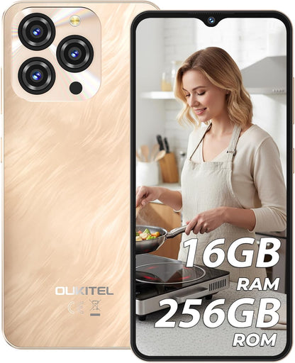 C3 Mobile Phones, 256GB ROM, 5000mAh, Screen 6.52", Dual SIM, Gold | OTG, GPS,13MP+5MP, 3.5mm headphone jack