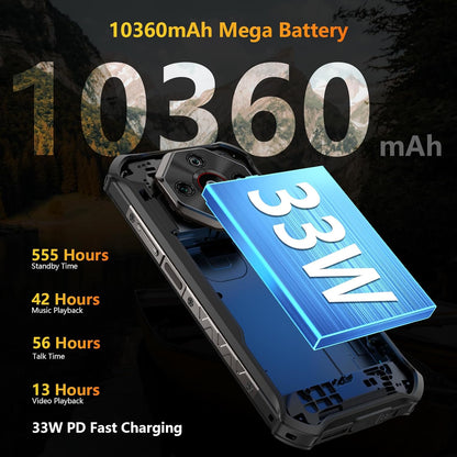 Ulefone Armor X16 Rugged Smartphone, 10360mAh 33W AI Phone Android 16, 48MP+20MP Night Vision, 128GB/2TB, MTK G91, 6.56" 3 Card Slots, NFC IP68/69K Waterproof 4G Dual SIM-Free Unlocked Mobile Phones