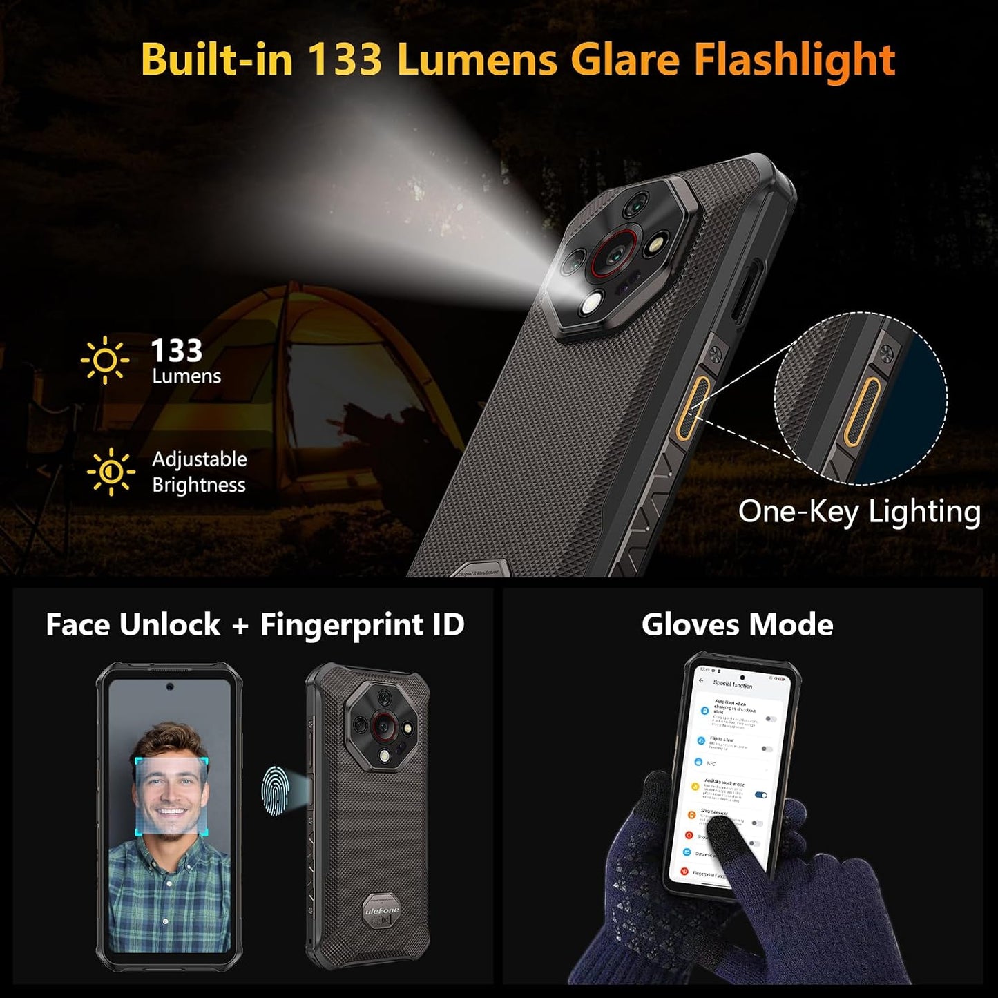 Ulefone Armor X16 Rugged Smartphone, 10360mAh 33W AI Phone Android 16, 48MP+20MP Night Vision, 128GB/2TB, MTK G91, 6.56" 3 Card Slots, NFC IP68/69K Waterproof 4G Dual SIM-Free Unlocked Mobile Phones