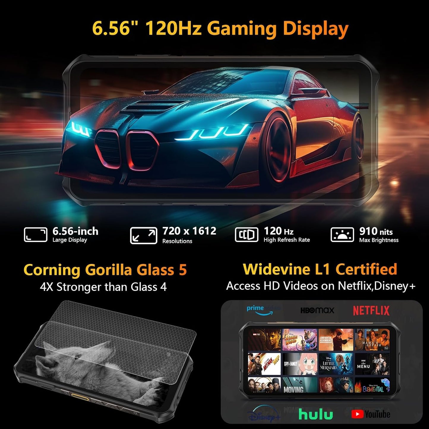 Ulefone Armor X16 Rugged Smartphone, 10360mAh 33W AI Phone Android 16, 48MP+20MP Night Vision, 128GB/2TB, MTK G91, 6.56" 3 Card Slots, NFC IP68/69K Waterproof 4G Dual SIM-Free Unlocked Mobile Phones
