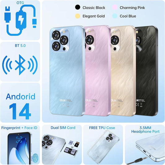 C3 Mobile Phones, 256GB ROM, 5000mAh, Screen 6.52", Dual SIM, Gold | OTG, GPS,13MP+5MP, 3.5mm headphone jack