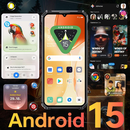 WP28E Rugged Smartphone, 10600mAh Battery, 6.52" Display Android 15 | 16GB+64GB/1TB Rugged Phone, 13MP Camera 4G Dual SIM-Free & Unlocked Mobile Phones, IP68/IP69K Waterproof Phone, NFC/OTG/GPS