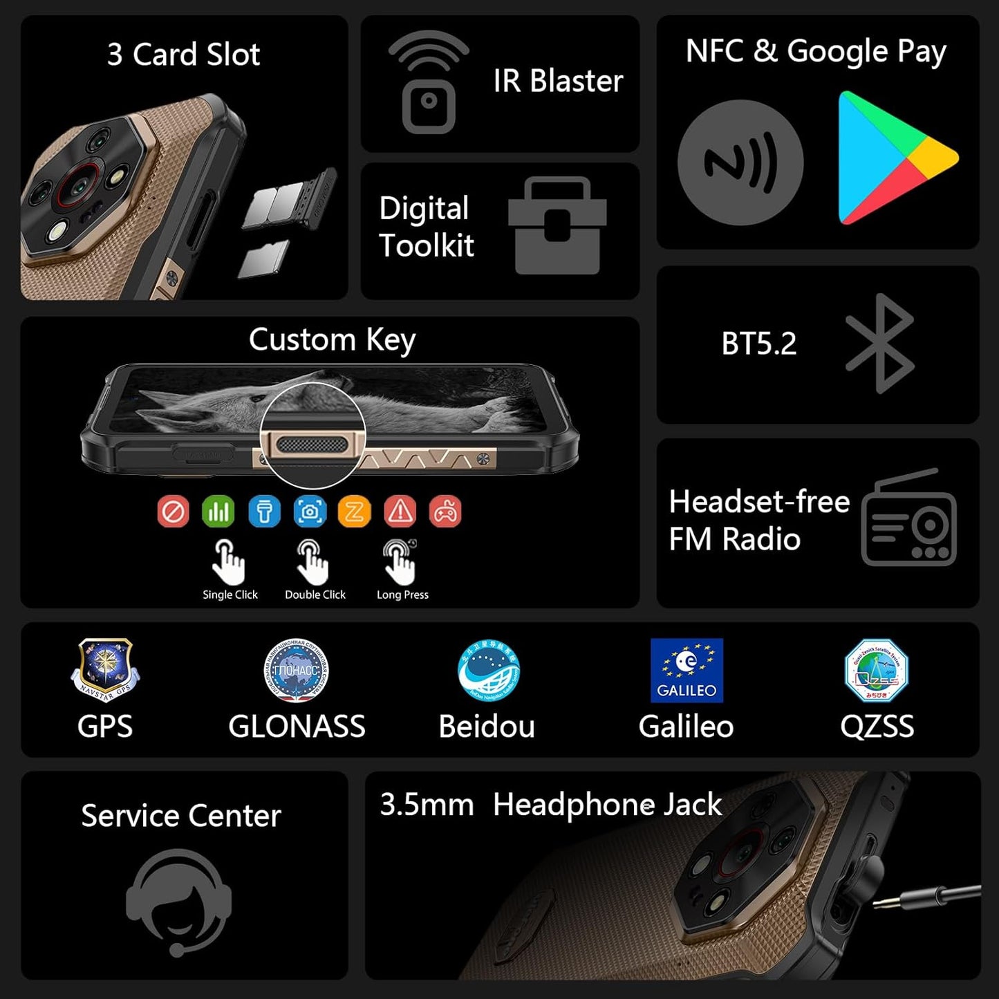 Ulefone Armor X16 Pro 5G Rugged Smartphone, 16GB+256GB/2TB 10360mAh 33W, Upgradeable to Android 16, 64MP+25MP Night Vision Dimensity 6300, 6.56" Tough Smart Phones Dual SIM Waterproof Mobile Phone NFC