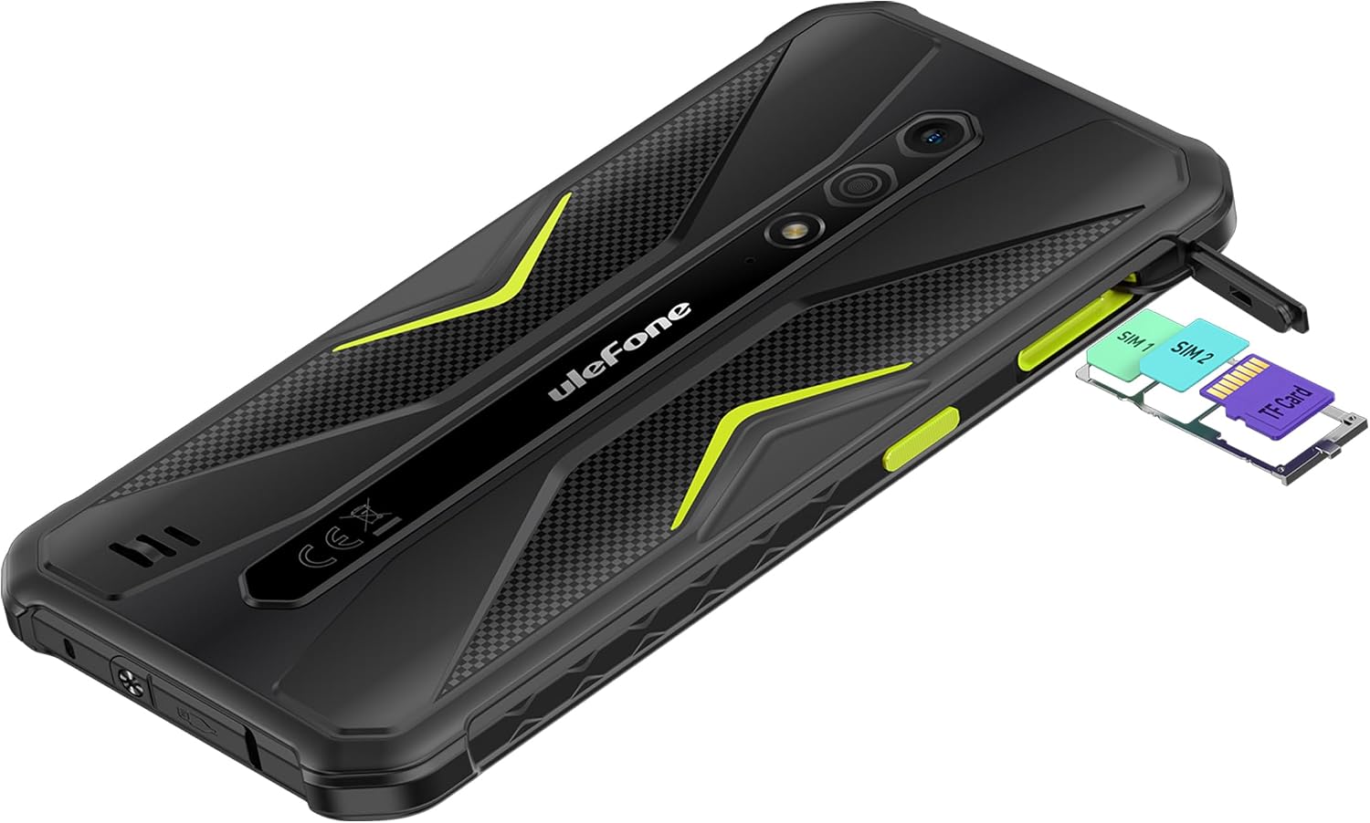 Ulefone Armor X12 Rugged Phone Android 13, Up to 6GB RAM 32GB ROM, 256GB Expandable, 13MP Waterproof Camera, 4G Smartphone, Three Card Slots, NFC, 5.45 inch Screen, 4860mAh, UK Version, Green