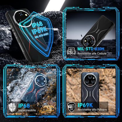 OUKITEL WP55 Smartphone 5G Rugged, Android 15, 256GB+36GB RAM, 6.6" FHD+ 120Hz Screen, 108MP Camera, 11000mAh Battery, IP68/IP69K, Dual SIM