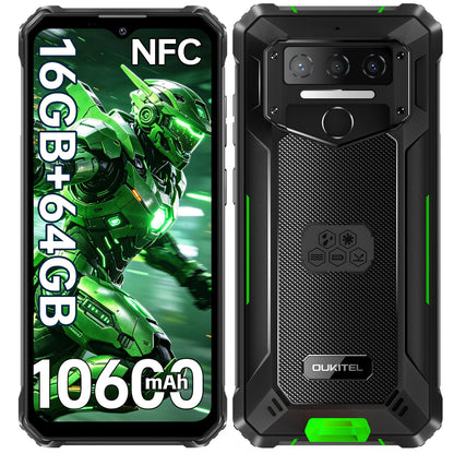 WP23S Rugged Smartphone 10600mAh, Android 15 Rugged Mobile Phones | 16GB RAM+64GB ROM Tough Smartphone, 6.52” Display, 13MP Camera, 4G Dual SIM, IP68/69K Waterproof Phone, NFC, Fingerprint, OTG