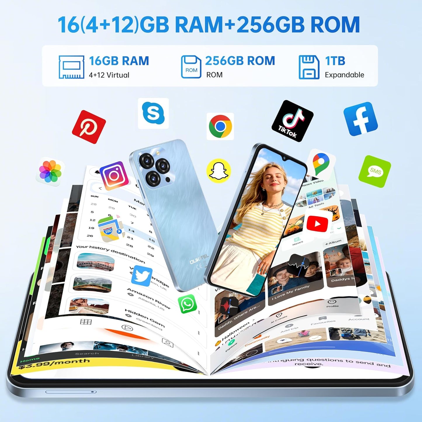 C3 Mobile Phones, 256GB ROM, 5000mAh, Screen 6.52", Dual SIM, Gold | OTG, GPS,13MP+5MP, 3.5mm headphone jack