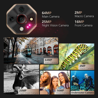 Ulefone Armor X16 Pro 5G Rugged Smartphone, 16GB+256GB/2TB 10360mAh 33W, Upgradeable to Android 16, 64MP+25MP Night Vision Dimensity 6300, 6.56" Tough Smart Phones Dual SIM Waterproof Mobile Phone NFC