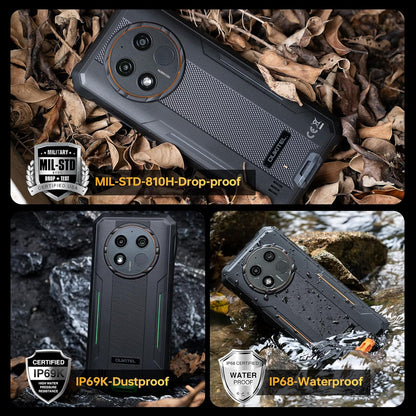 WP28E Rugged Smartphone, 10600mAh Battery, 6.52" Display Android 15 | 16GB+64GB/1TB Rugged Phone, 13MP Camera 4G Dual SIM-Free & Unlocked Mobile Phones, IP68/IP69K Waterproof Phone, NFC/OTG/GPS