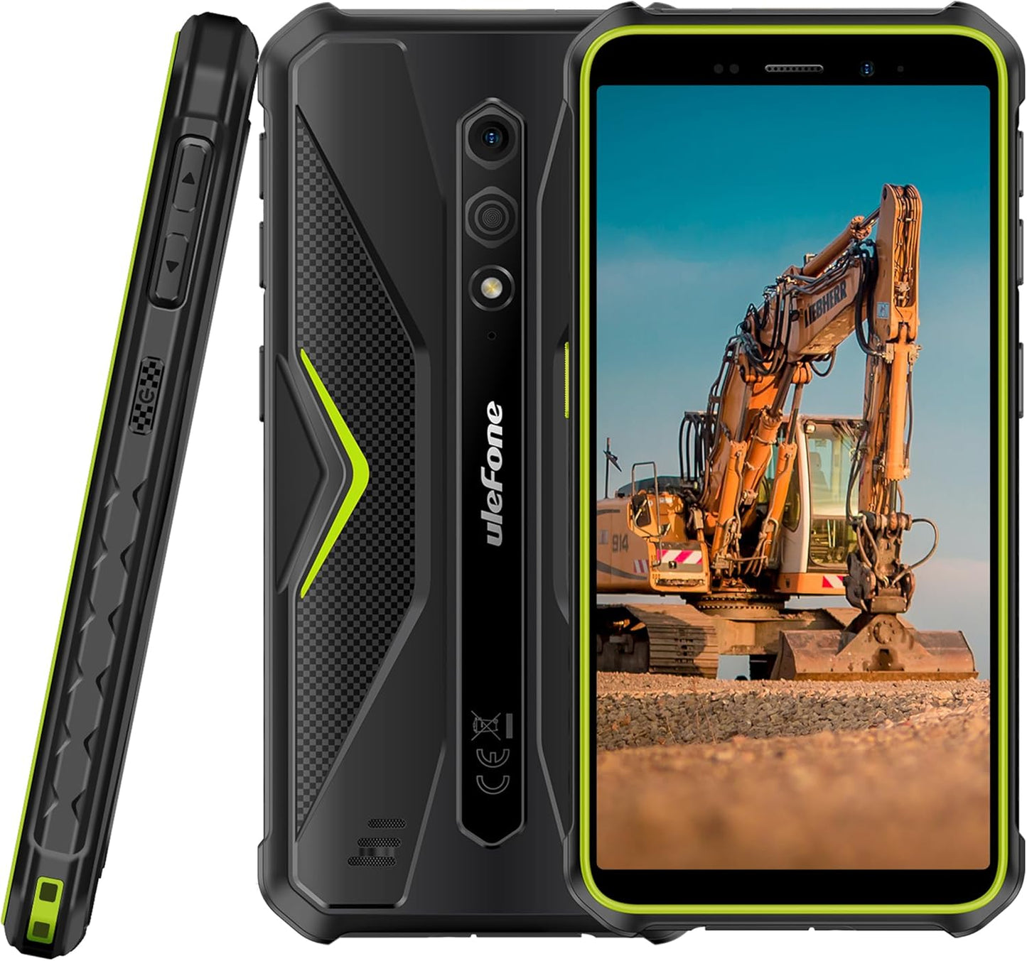 Ulefone Armor X12 Rugged Phone Android 13, Up to 6GB RAM 32GB ROM, 256GB Expandable, 13MP Waterproof Camera, 4G Smartphone, Three Card Slots, NFC, 5.45 inch Screen, 4860mAh, UK Version, Green