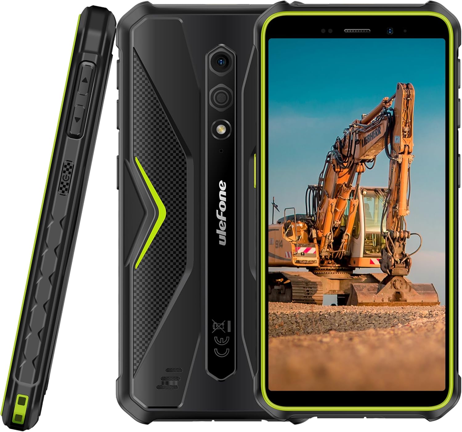 Ulefone Armor X12 Rugged Phone Android 13, Up to 6GB RAM 32GB ROM, 256GB Expandable, 13MP Waterproof Camera, 4G Smartphone, Three Card Slots, NFC, 5.45 inch Screen, 4860mAh, UK Version, Green
