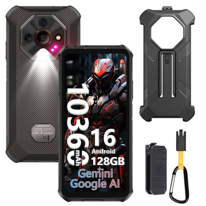 Ulefone Armor X16 Rugged Smartphone, 10360mAh 33W AI Phone Android 16, 48MP+20MP Night Vision, 128GB/2TB, MTK G91, 6.56" 3 Card Slots, NFC IP68/69K Waterproof 4G Dual SIM-Free Unlocked Mobile Phones