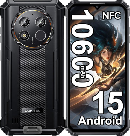 WP28E Rugged Smartphone, 10600mAh Battery, 6.52" Display Android 15 | 16GB+64GB/1TB Rugged Phone, 13MP Camera 4G Dual SIM-Free & Unlocked Mobile Phones, IP68/IP69K Waterproof Phone, NFC/OTG/GPS