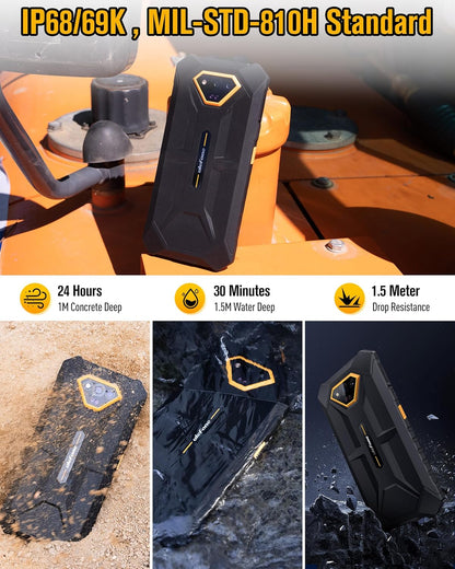 Ulefone Armor X13 Rugged Smartphone Android 15, 12GB RAM 64GB ROM, 6320mAh, 6.52 inch Tough Screen, 50MP Waterproof Camera, 3-Card Slot 4G Dual SIM, NFC, Fingerprint Face ID, UK, Black