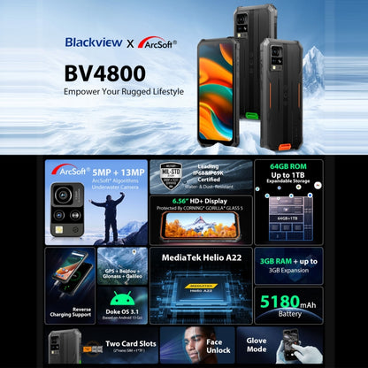 Blackview BV4800 4G Android 13 Go Smartphone 3GB + 64GB