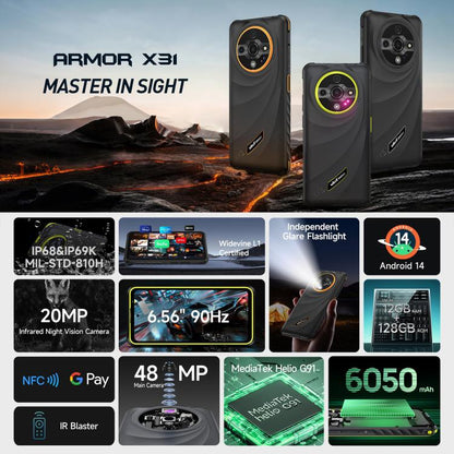 Ulefone Armor X31 Rugged Smatphone 6050mAh Battery 12GB+128GB Android 14