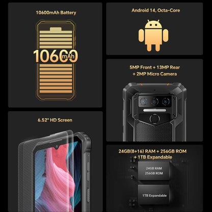 Oukitel WP23 Plus Rugged Mobile Phone 24GB+256GB Android 14 10600mAh