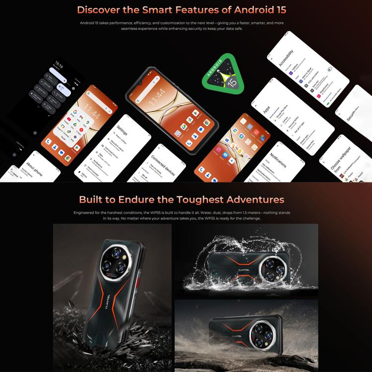 Oukitel WP55 5G Rugged Mobile Phone 36GB+256GB Android 15 11000mAh 108MP Camera