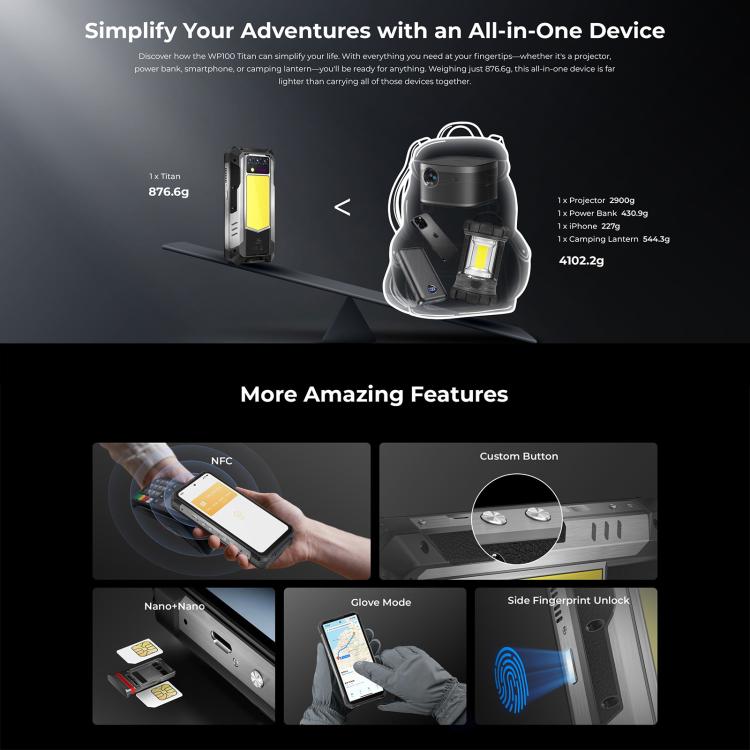 Oukitel WP100 TITAN 5G Rugged Projector Phone 16GB + 512GB 200MP