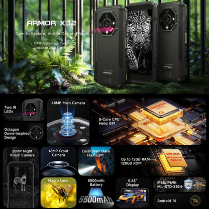 Ulefone Armor X32 Rugged Mobile Phone 12GB+128GB Android 14 5500mAh