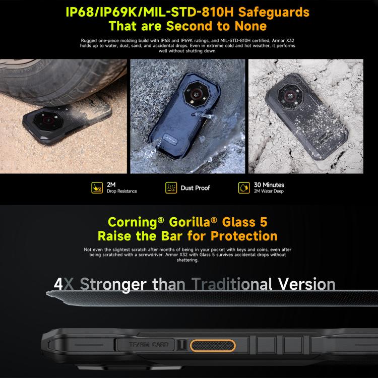 Ulefone Armor X32 Rugged Mobile Phone 12GB+128GB Android 14 5500mAh