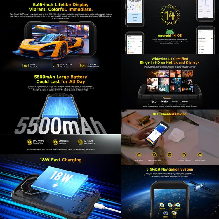 Ulefone Armor X32 Rugged Mobile Phone 12GB+128GB Android 14 5500mAh