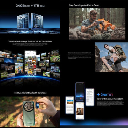 Oukitel WP200 Pro 5G Rugged Mobile Phone 72GB+1TB Android 15 8800mAh Battery