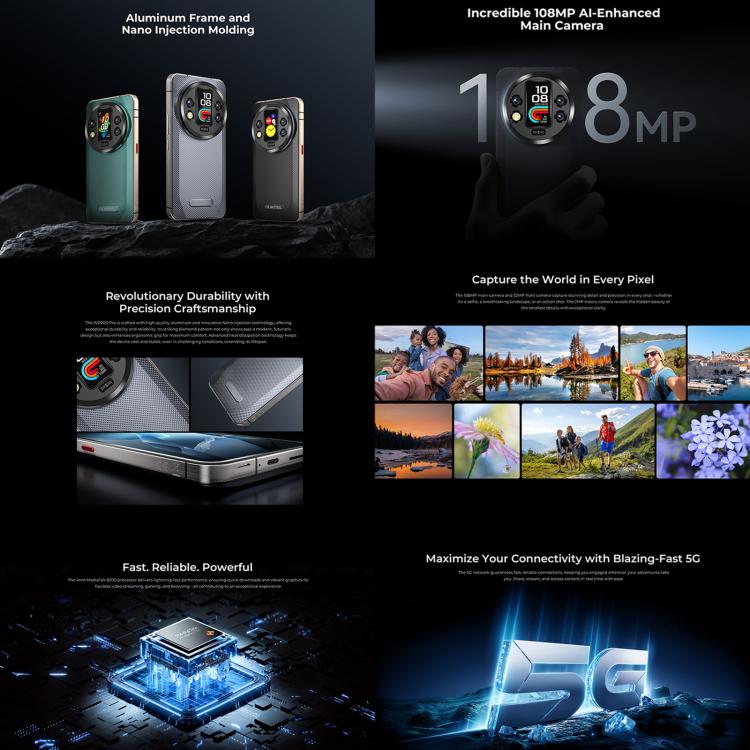Oukitel WP200 Pro 5G Rugged Mobile Phone 72GB+1TB Android 15 8800mAh Battery