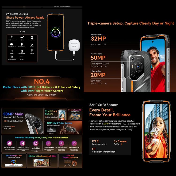 Blackview Oscal Pilot 3 5G Rugged Phone 12GB 256GB Night Vision