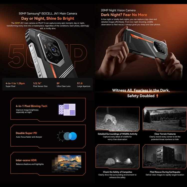 Blackview Oscal Pilot 3 5G Rugged Phone 12GB 256GB Night Vision