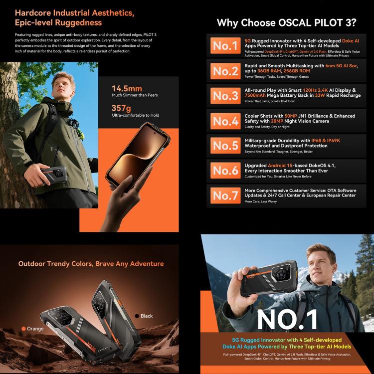 Blackview Oscal Pilot 3 5G Rugged Phone 12GB 256GB Night Vision