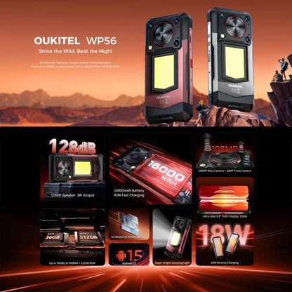 Oukitel WP56 Rugged Mobile Phone 12GB+512GB 108MP Camera 16000mAh Battery 5G