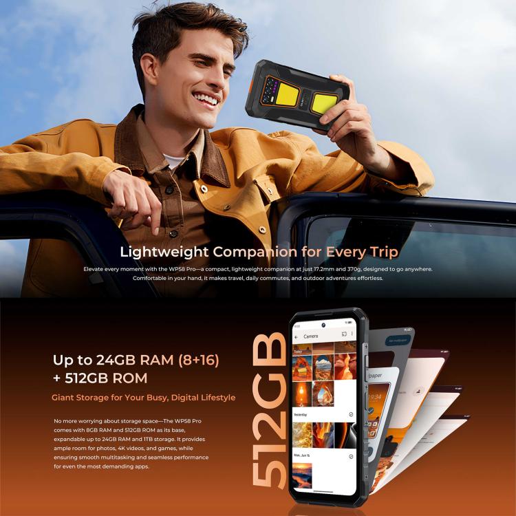 Oukitel WP58 Pro Rugged Phone, 24GB+512GB, Side Fingerprint, 6.7 inch Android 15