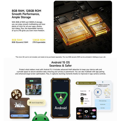 Ulefone RugKing 3 Pro, 16GB+128GB, Rugged Phone, Android 15, 5700mAh
