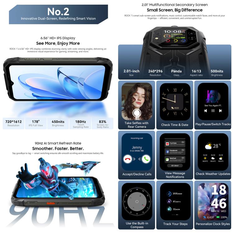 Blackview ROCK 1 Rugged Phone 8GB + 256GB 6.56-inch Android 16 4G NFC
