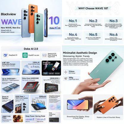 Blackview WAVE 10 8GB+128GB 6.88-inch Android 16 4G Smartphone