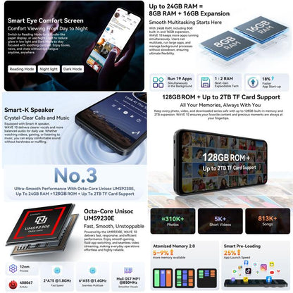 Blackview WAVE 10 8GB+128GB 6.88-inch Android 16 4G Smartphone