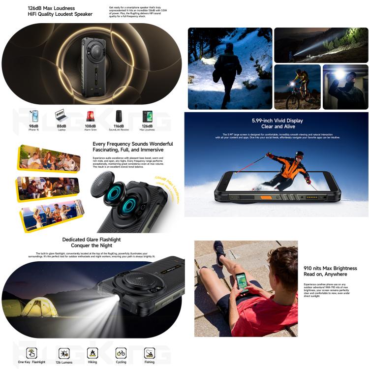 Ulefone RugKing Rugged Phone 8GB + 128GB IP68/IP69K Android 15