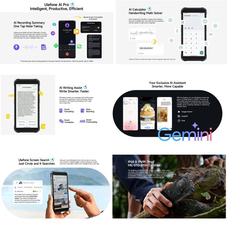 Ulefone RugKing Rugged Phone 8GB + 128GB IP68/IP69K Android 15