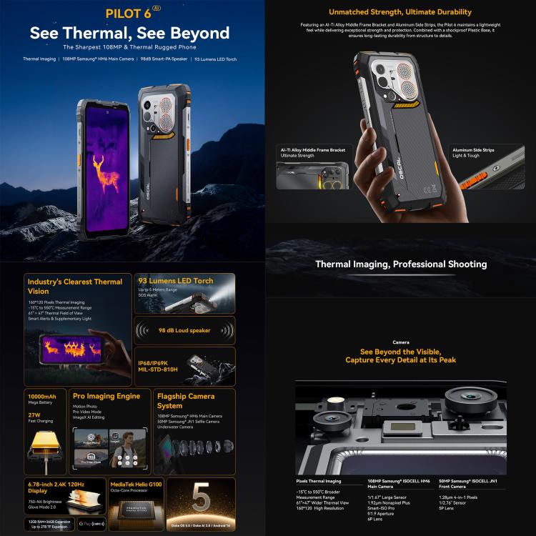 Blackview Oscal Pilot 6 Thermal Rugged Phone 12GB + 256GB