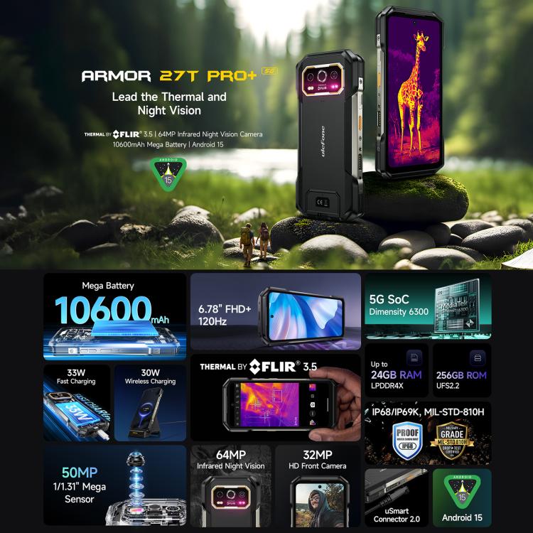 Ulefone Armor 27T Pro+ 5G Rugged Phone with FLIR Thermal Imaging