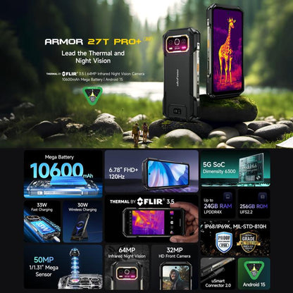 Ulefone Armor 27T Pro+ 5G Rugged Phone with FLIR Thermal Imaging