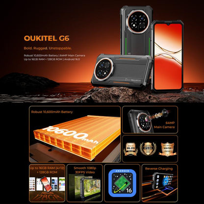 Oukitel G6 Rugged Phone 4GB + 128GB 10600mAh 6.52-inch NFC