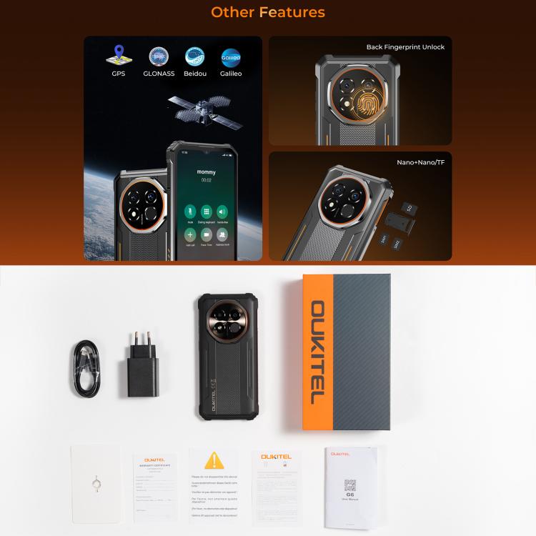 Oukitel G6 Rugged Phone 6GB + 256GB 10600mAh Android 16