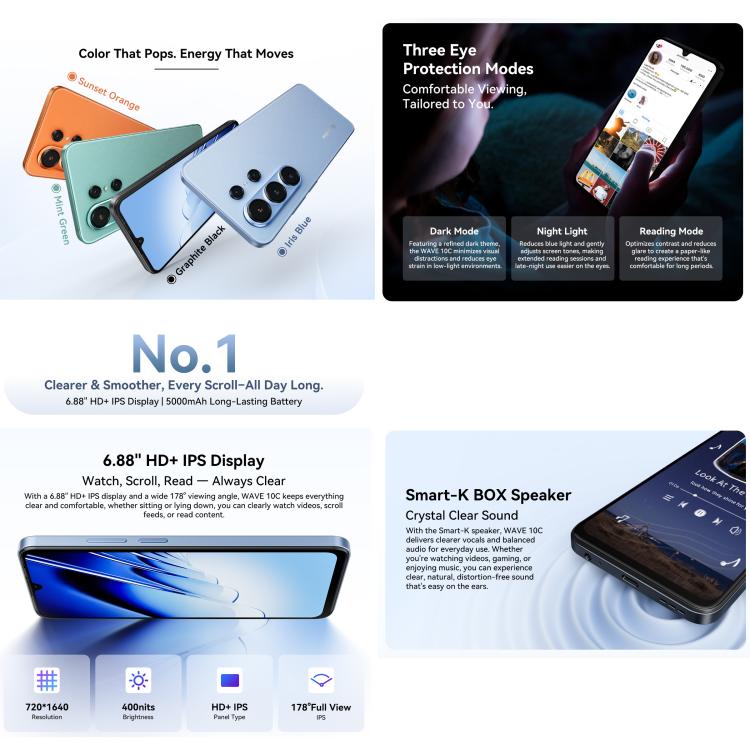 Blackview WAVE 10C 4GB+32GB 6.88-inch Android 16 4G Smartphone
