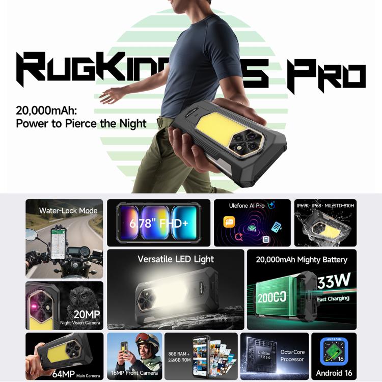 Ulefone RugKing 5 Pro Rugged Phone 8GB + 256GB 20000mAh