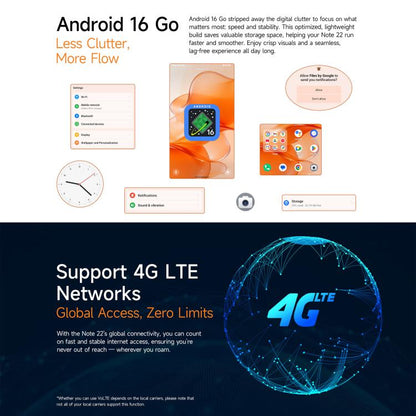 Ulefone Note 22, 3GB+32GB, 5.0 inch Android 16 Go Unisoc T7100 Octa Core, Network: 4G, OTG, Note 22